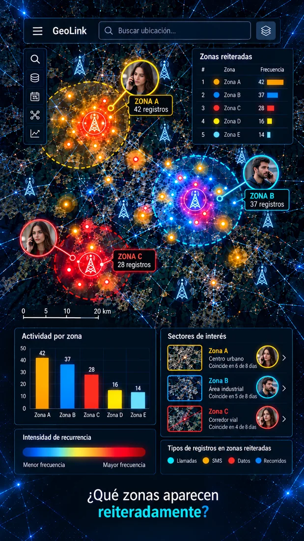 Distribución geográfica de eventos registrados